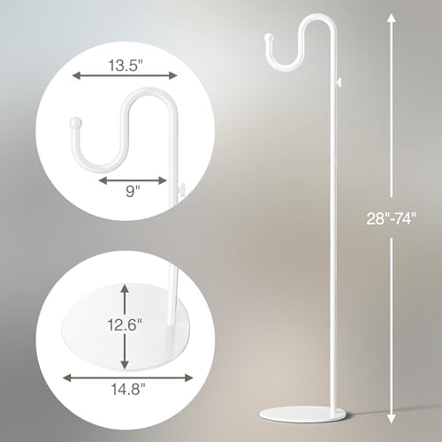 74" Shepherds Hook Stand: Hanging Bird Feeders, Plants, Wind Chimes, White in White, alternate view 3