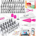74PCs Icing Piping Bags and Tips Set for Beginners to Decorate Cake in Pink