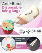 74PCs Icing Piping Bags and Tips Set for Beginners to Decorate Cake in Pink, alternate view 3