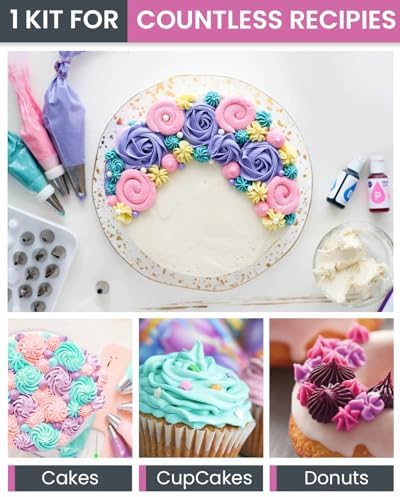 74PCs Icing Piping Bags and Tips Set for Beginners to Decorate Cake in Pink, alternate view 6