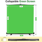 74x76in Collapsible Green Screen, Portable Chroma Key Panel Backdrop, alternate view 2