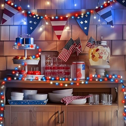 75.8FT 200 LED Red White and Blue Christmas String Lights Indoor Outdoor, alternate view 2