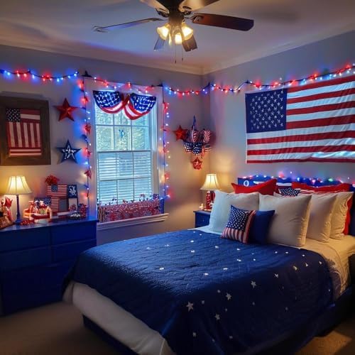 75.8FT 200 LED Red White and Blue Christmas String Lights Indoor Outdoor, alternate view 3