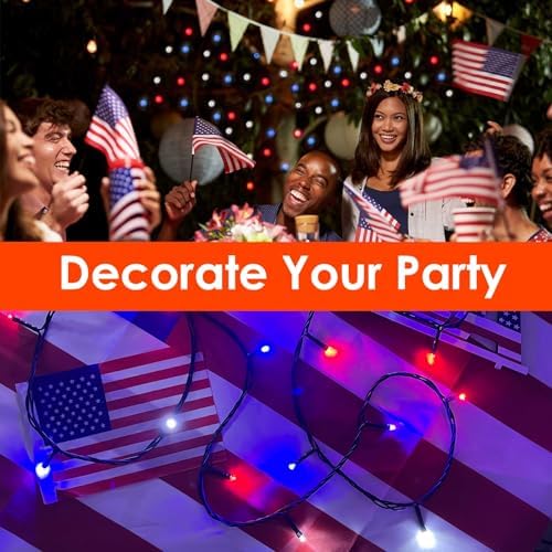 75.8FT 200 LED Red White and Blue Christmas String Lights Indoor Outdoor, alternate view 4