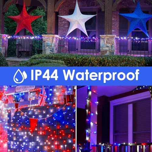 75.8FT 200 LED Red White and Blue Christmas String Lights Indoor Outdoor, alternate view 5