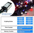 75.8FT 200 LED Red White and Blue Christmas String Lights Indoor Outdoor, alternate view 6