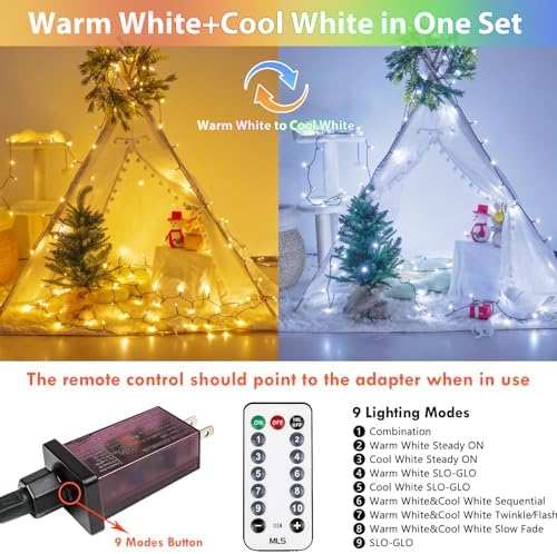 75.8FT Connectable Color Changing Christmas Lights with Remote Timer 200LED, alternate view 2