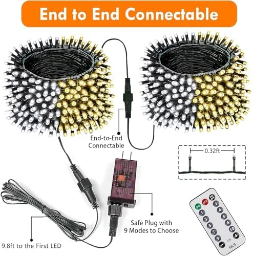75.8FT Connectable Color Changing Christmas Lights with Remote Timer 200LED, alternate view 6