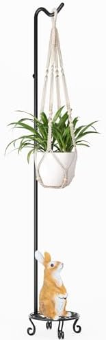 75'' Tall Shepherd's Hook with Base Adjustable Height Indoor Outdoor