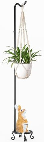 75'' Tall Shepherd's Hook with Base Adjustable Height Indoor Outdoor