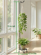 75'' Tall Shepherd's Hook with Base Adjustable Height Indoor Outdoor, alternate view 2