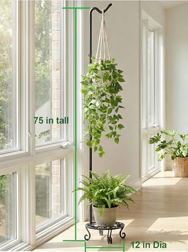 75'' Tall Shepherd's Hook with Base Adjustable Height Indoor Outdoor, alternate view 2