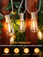 75FT(3x25FT) Outdoor String Lights, Patio Lights with 30+3 LED Dimmable Waterproof Connectable ST38 Bulbs for, alternate view