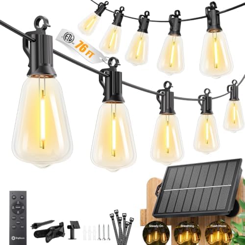 76FT Solar String Lights Outdoor Waterproof, Last 30+ Hrs Runtime