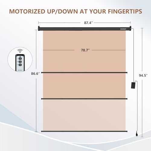 78.7" x 86.6" Motorized Pull Down Beige Screen, Wall Mount, alternate view 2