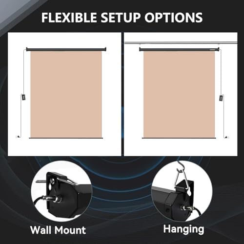 78.7" x 86.6" Motorized Pull Down Beige Screen, Wall Mount, alternate view 6
