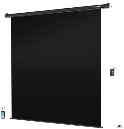 78.7" x 86.6" Motorized Pull Down Black Screen, Wall Mount