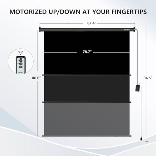 78.7" x 86.6" Motorized Pull Down Black Screen, Wall Mount, alternate view 2