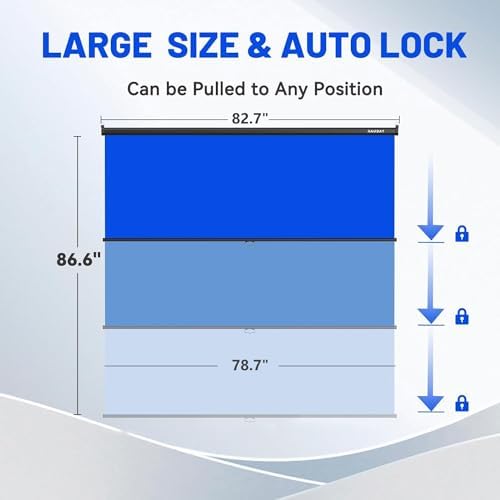78.7 x 86.6in Retractable Pull Down Blue Screen Chroma Key Backdrop, alternate view 2