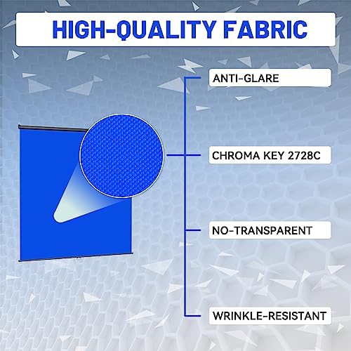 78.7 x 86.6in Retractable Pull Down Blue Screen Chroma Key Backdrop, alternate view 4
