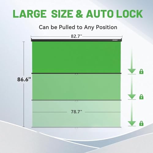 78.7 x 86.6in Retractable Pull Down Green Screen Chroma Key Backdrop, alternate view 2