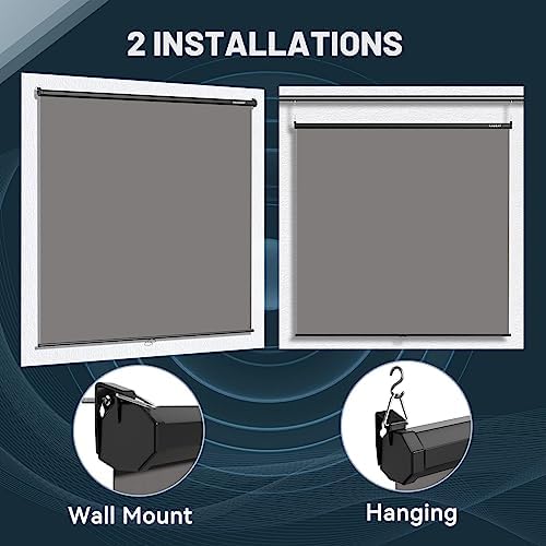 78.7 x 86.6in Retractable Pull Down Wall-Mount Gray Screen Backdrop, alternate view 5