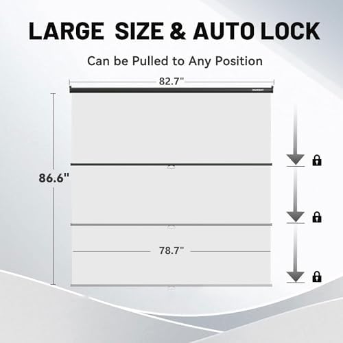 78.7 x 86.6in Retractable Pull Down Wall-Mount White Screen Backdrop, alternate view 2