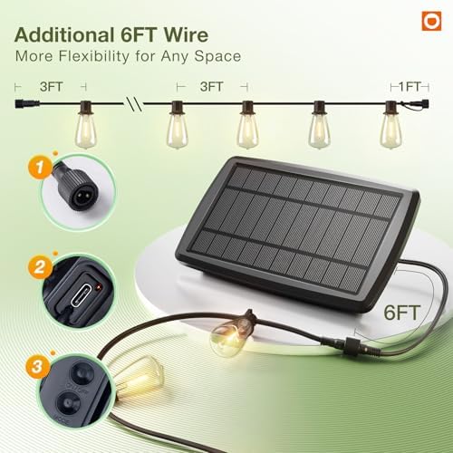 78(72+6) FT Solar String Lights Waterproof with Remote USB, 24+2 LED, alternate view 6