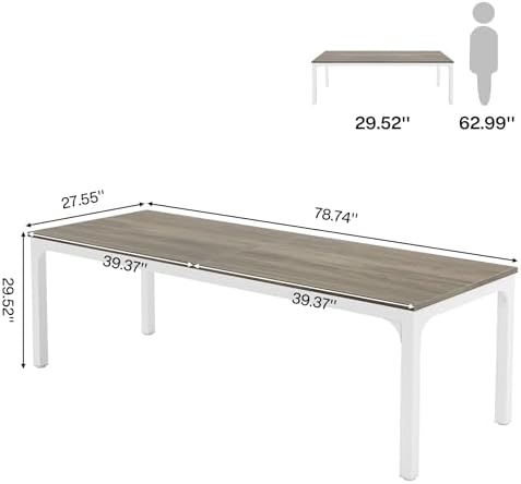 78.74 Inch Rectangular Conference Table, 6.5FT Meeting Table Oak, alternate view 2