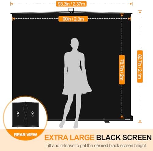 78.7x90in Collapsible Black Backdrop Screen Portable Retractable, alternate view 2