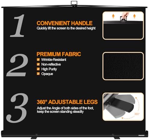 78.7x90in Collapsible Black Backdrop Screen Portable Retractable, alternate view 3