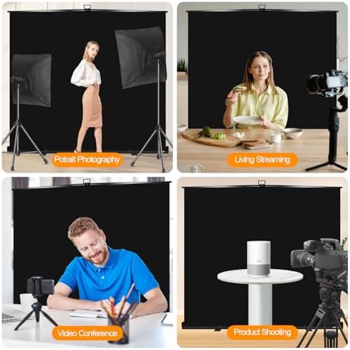 78.7x90in Collapsible Black Backdrop Screen Portable Retractable, alternate view 7