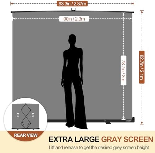78.7x90in Collapsible Grey Backdrop Screen Portable Retractable, alternate view 2
