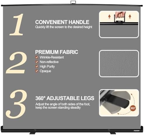 78.7x90in Collapsible Grey Backdrop Screen Portable Retractable, alternate view 3