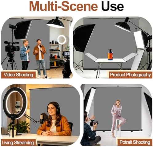 78.7x90in Collapsible Grey Backdrop Screen Portable Retractable, alternate view 7