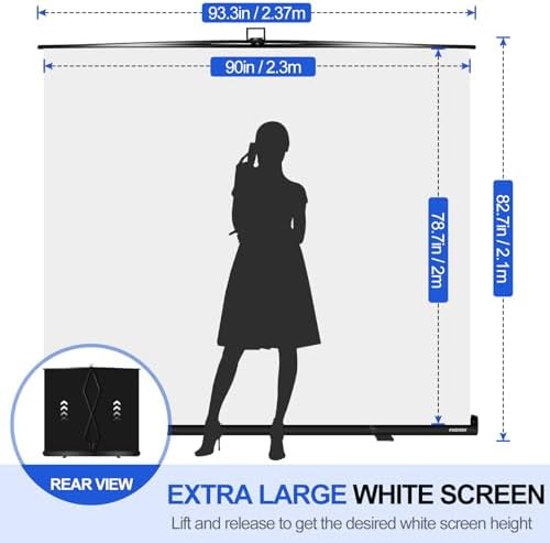 78.7x90in Collapsible White Backdrop Screen Portable Retractable, alternate view 2
