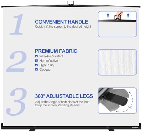 78.7x90in Collapsible White Backdrop Screen Portable Retractable, alternate view 3