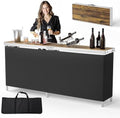 78" Portable Bar Table, 2-Tier Shelves, Mobile Bar Table for Events, Party, Camping, Picnic, Tradeshow, Indoor