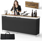 78" Portable Bar Table, 2-Tier Shelves, Mobile Bar Table for Events, Party, Camping, Picnic, Tradeshow, Indoor