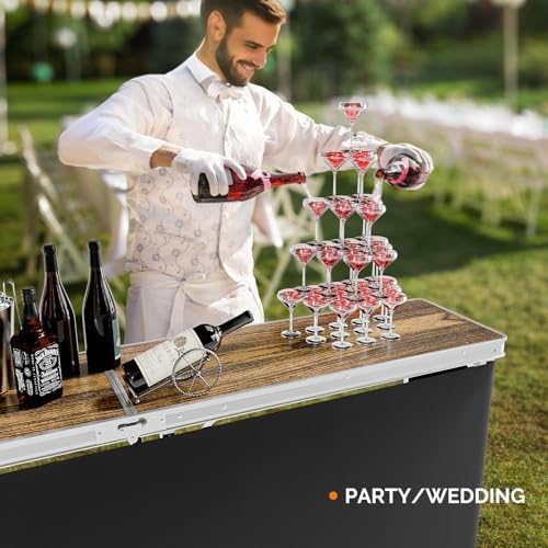 78" Portable Bar Table, 2-Tier Shelves, Mobile Bar Table for Events, Party, Camping, Picnic, Tradeshow, Indoor, alternate