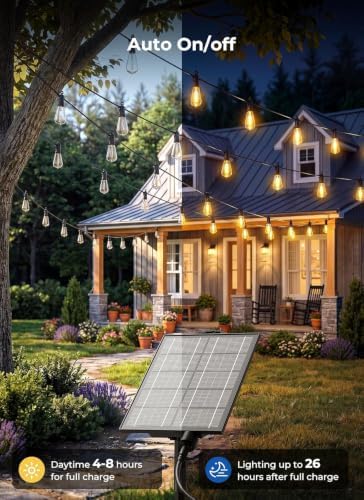 78FT Solar String Lights Outdoor, 35+1 Shatterproof LED Bulbs, alternate view 4