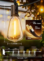 78FT Solar String Lights Outdoor, 35+1 Shatterproof LED Bulbs, alternate view 5