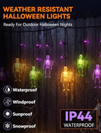 7FT 10 LED Halloween Skull Curtain String Lights, 15 Purple Bulbs, Plug in, alternate view 3