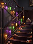 7FT 10 LED Halloween Skull Curtain String Lights, 15 Purple Bulbs, Plug in, alternate view 5