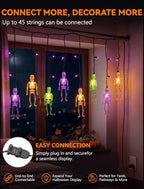 7FT 10 LED Halloween Skull Curtain String Lights, 15 Purple Bulbs, Plug in, alternate view 6