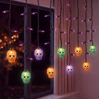 7FT 50 Count LED Halloween Skull Curtain Lights, Plug-in