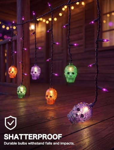 7FT 50 Count LED Halloween Skull Curtain Lights, Plug-in, alternate view 4