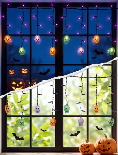 7FT 50 Count LED Halloween Skull Curtain Lights, Plug-in, alternate view 5