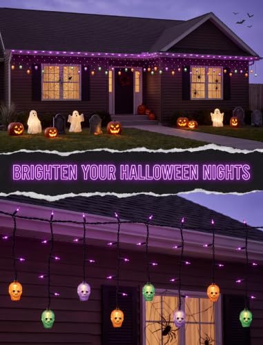 7FT 50 Count LED Halloween Skull Curtain Lights, Plug-in, alternate view 6