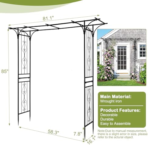 7FT Black Metal Garden Arch Arbor Trellis, alternate view 3